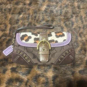 Coach Leopard Print and Purple Wristlet